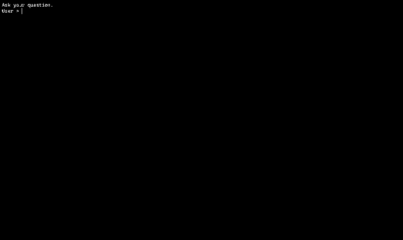 A GIF that shows the current progress of the project; a basic interaction with our LLM, still without any of our RAG implementation.